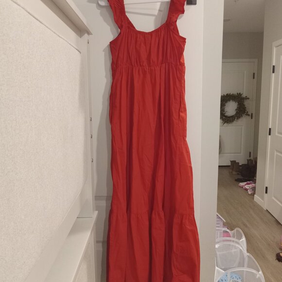 NEW Universal Thread Bright Red Small Flutter Cap Sleeve Maxi Dress - Picture 7 of 7
